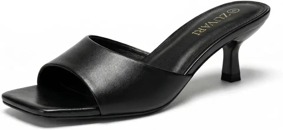 Women's Kitten Heels Sandals Square Open Toe Stiletto 2 Inch Low Heel Mules Dressy Slides Comfortable One Band Slip-On Short Heels Wedding Party Prom Daily