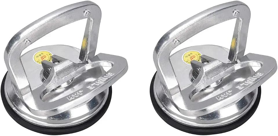2Pack Aluminium Vacuum Heavy Duty Suction Cup Lifter for Glass Window Tiles Mirror Granite,Gripper Sucker Plate,Double Handle Locking,Single Plate