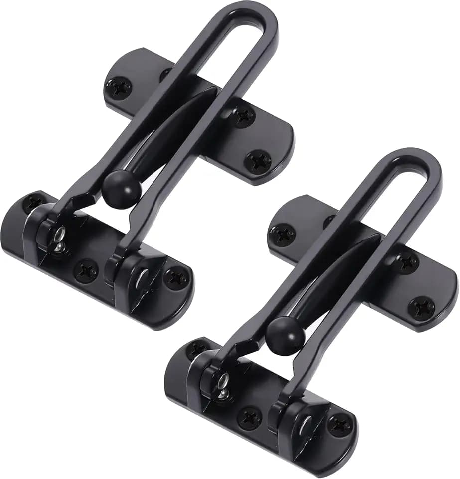 Topbuti Home Security Door Lock, 2 Pack Latch Guard Clasp Front Door Locks for Kids, Home Reinforcement Lock for Swing-in Doors, Hotel Door Latches, Thicken Solid Aluminium Alloy (Black)