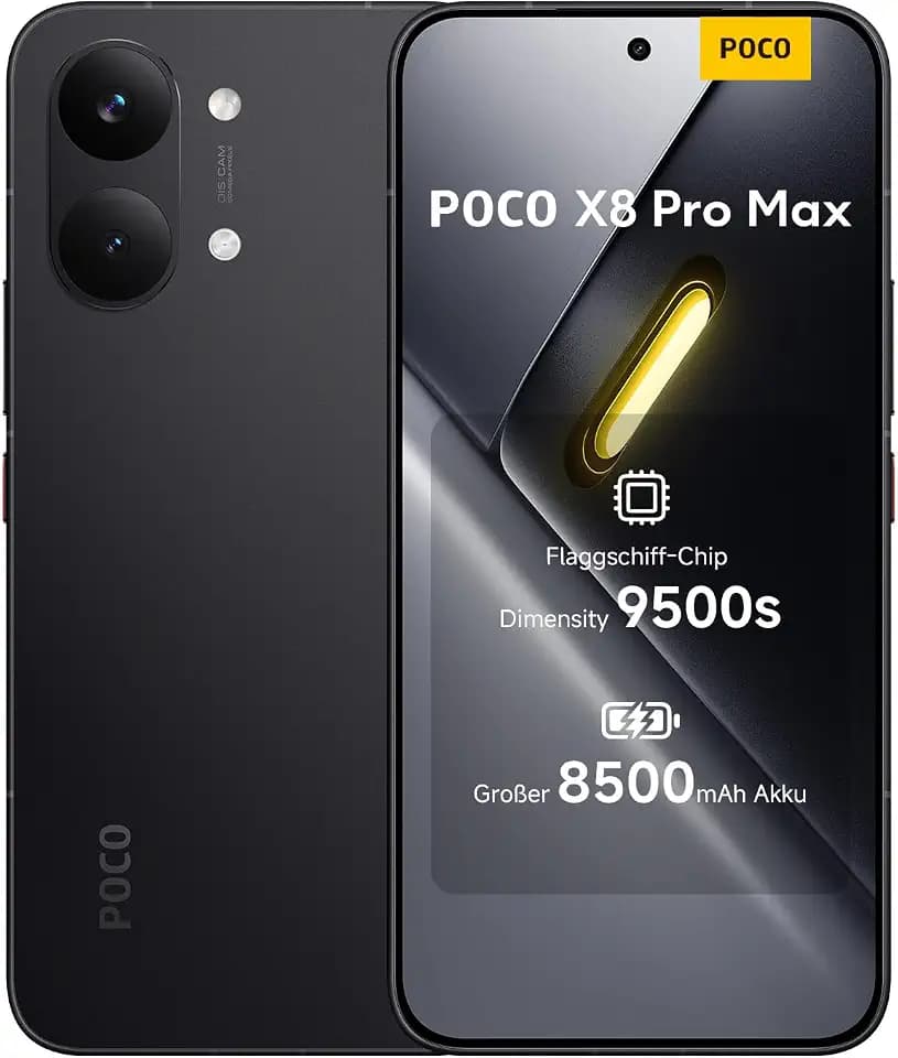 XIAOMI Poco X8 Pro Max 12+512GB, Unlocked, Dimensity 9500s, 8500mAh, 50MP Light Fusion 600 OIS, AMOLED, Schwarz, 3J Garantie