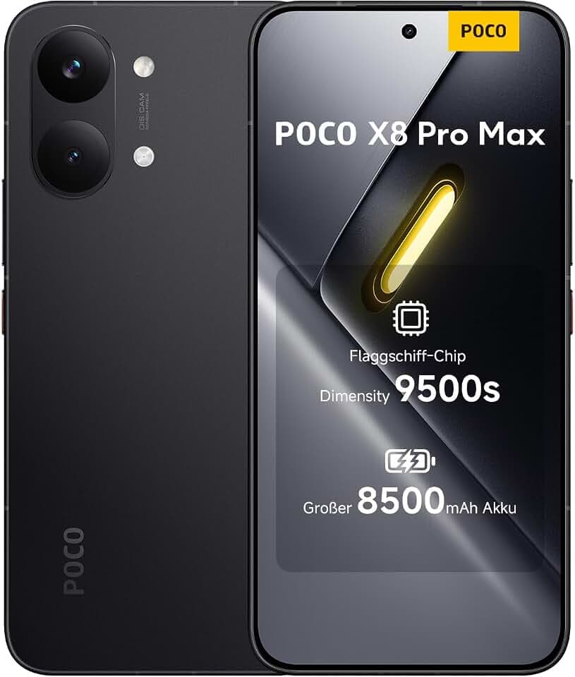 XIAOMI Poco X8 Pro Max 12+256GB, Unlocked, Dimensity 9500s, 8500mAh, 50MP Light Fusion 600 OIS, AMOLED, Schwarz, 3J Garantie