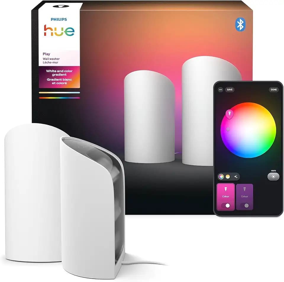 Philips Hue Play Smart Wall Washer (White), White & Color Light with ColorCast Technology, Bluetooth Compatible - 2 Pack