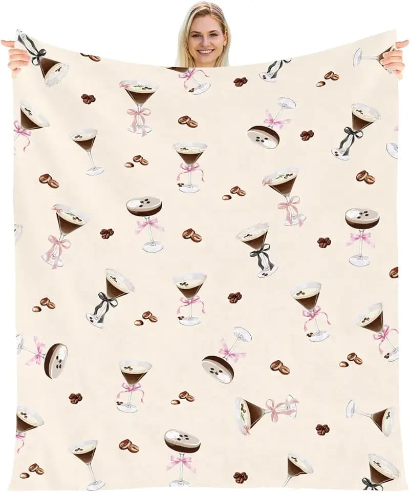 Wxiben Martini Bow Blanket Gifts - Tini Bit Older Birthday Flannel Blanket Brown Martini Cocktail Party Decorations for Women Bachelorette Tini Bar Party Bridal Shower Favors 60 x 50 Inches
