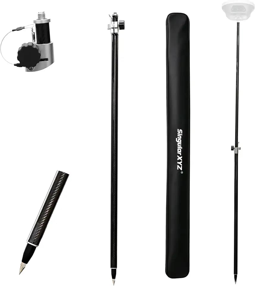 2.2M / 7.22ft Self-Locking Carbon Fiber GPS Survey Pole, Telescopic 125–220 cm GNSS Rover Rod Compatible with Trimble, 5/8″ Thread, Lightweight Oxford Cloth Carry Bag for Land Surveying & RTK GNSS