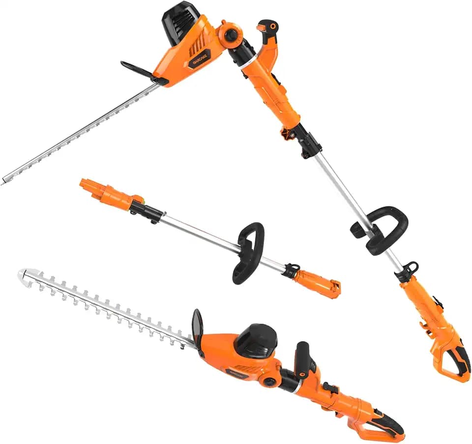 GARCARE 2 in 1 Electric Pole Hedge Trimmer 18 inch Dual-Action Laser Cut