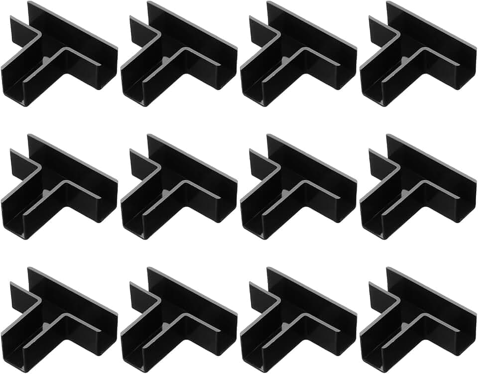 uxcell 12Pcs Plastic Glass Connector, T Shaped Glass Clamp for 12mm Thick