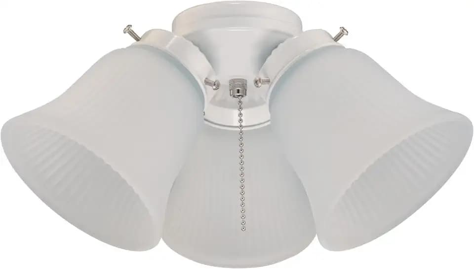 Three-Light LED Cluster Ceiling Fan Light Kit, White Finish with Frosted Ribbed Glass
