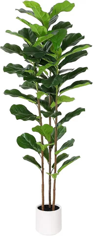 YEPDIN Artificial Fiddle Leaf Fig Tree 5FT Faux Fiddle Leaves Fig Tree Artificial Plants in Pot for Indoor Outdoor Fake Tree Plants