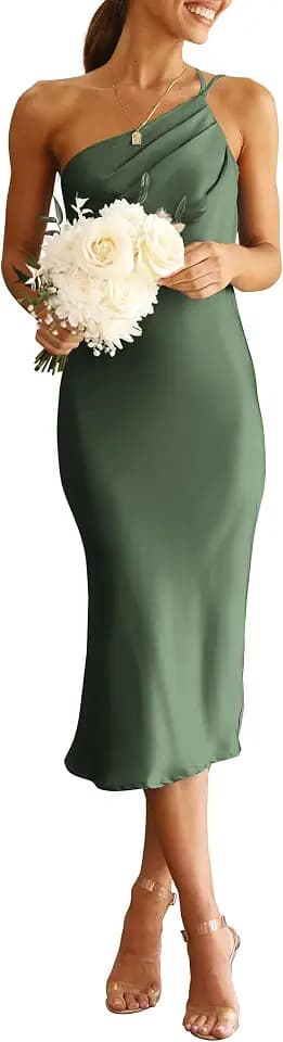 PRETTYGARDEN Women's Satin Backless Midi Cocktail Dress