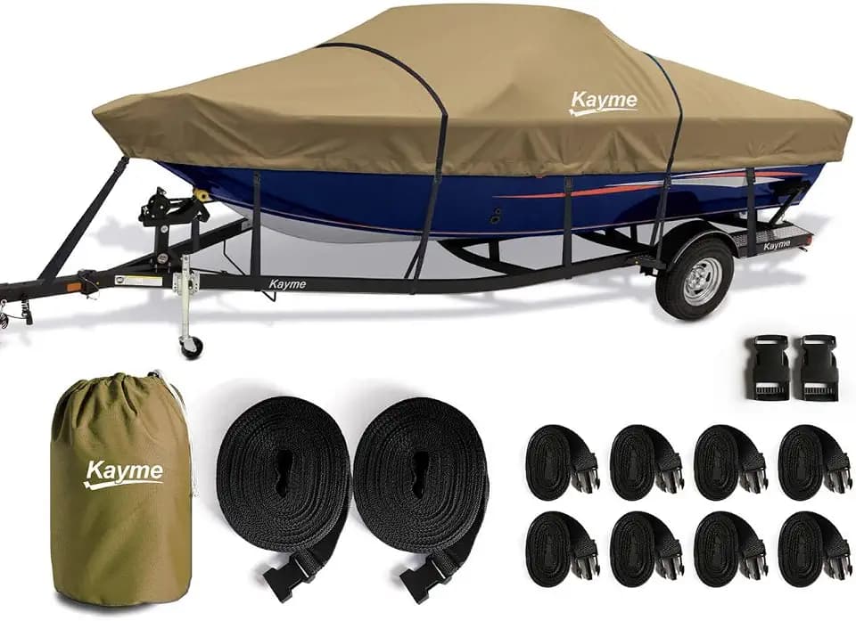 Kayme 1200D Heavy Duty Waterproof Boat Cover for 22-24ft Boats