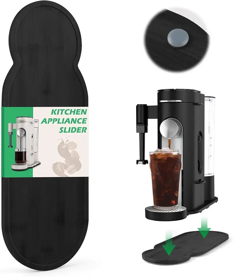 Appliance Slider for Ninja Single Serve Coffee Maker PB051/PB041, Bamboo Kitchen Appliance Sliding Tray for Coffee Maker, Coffee Slider for Countertop for Ninja Accessories, 5.9”W x 16.5”D, Black