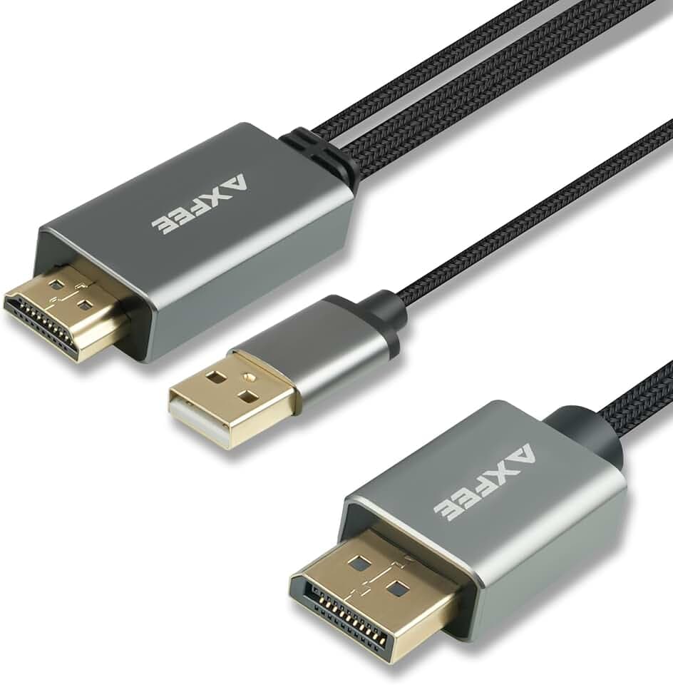 AXFEE HDMI auf DisplayPort Adapter, 4K@60Hz HDMI auf DP Stecker Konverter