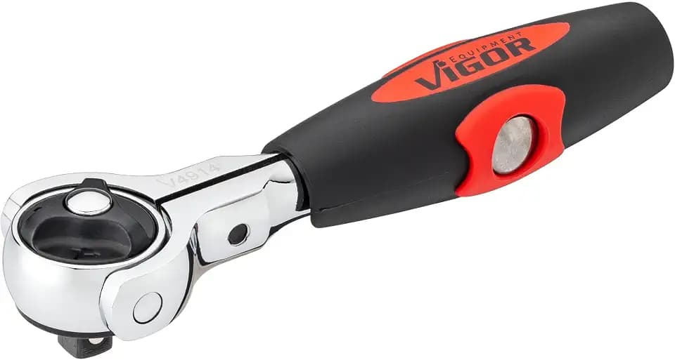 Vigor Umschaltknarre, T-Griff, V4914, 1/4″, Antrieb 1/4″ | Abtrieb 1/4 Zoll (6,3 mm) Vierkant massiv, 123 g, 1/4″, Antrieb 1/4″, Für präzise Schraubarbeiten auf engem Raum