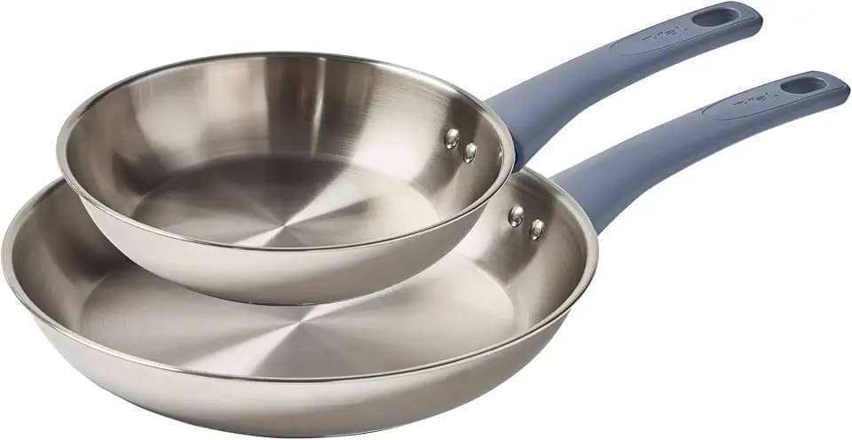 T-fal Essentials Stainless Steel Cookware Pan Set, 2-Piece