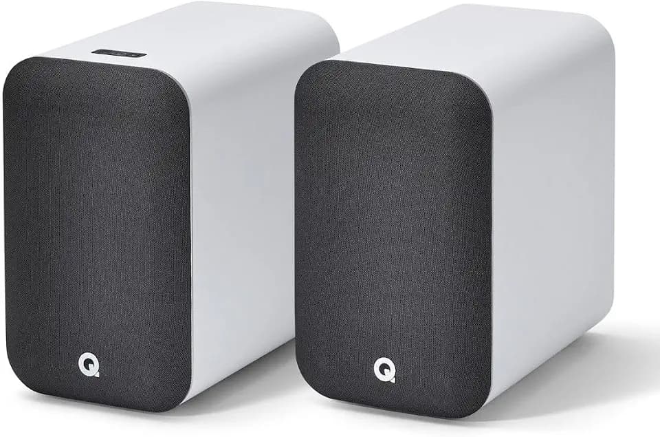 Q Acoustics M20 HD Lautsprecher, kabelloses Musiksystem, Bücherregal-Lautsprecher im Paar, Weiß