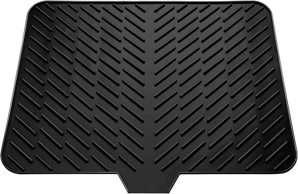 Silicone Dish Drying Mat for Kitchen Counter, Black-1pcs, 23" x 17"