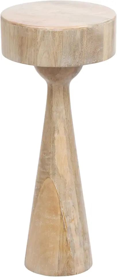 Kate and Laurel Solbrett Transitional Sophisticated Round Drink Table; 10 x 10 x 22; Natural Wood; Sculptural Bedroom Nightstand with Unique Pedestal Table Design for Use as Indoor Plant Stand