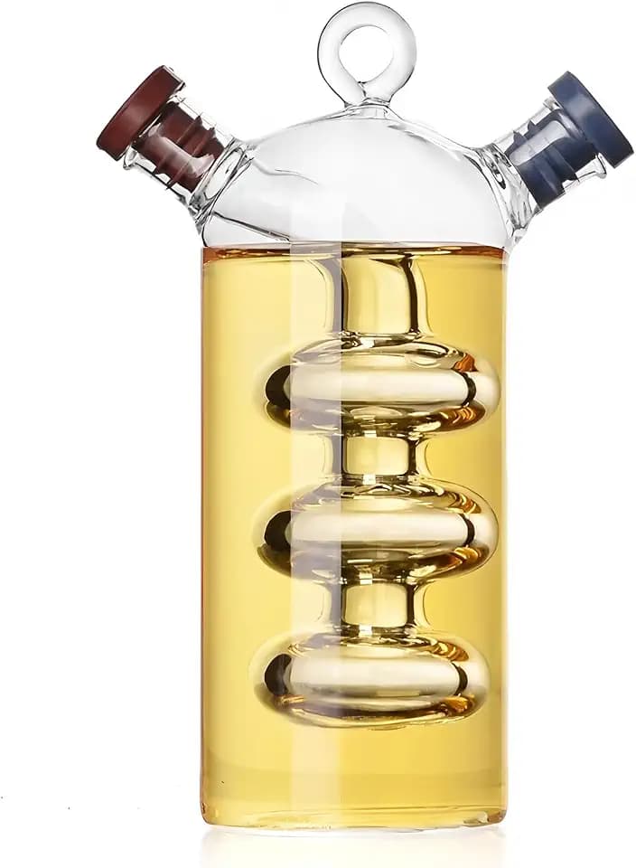 Olive Oil and Vinegar Dispenser Bottle Set, 2 in 1 Glass Olive Oil Dispenser Bottles Cruet, Balsamic Vinegar Dispenser Containers for Kitchen