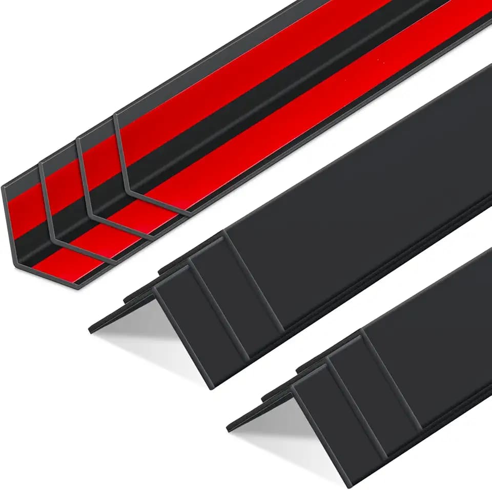 Sasylvia 10 Pcs 3/4 x 48 Inches Wall Corner Protector Guards with Self Adhesive, Black Vinyl Corner Shield Trim Molding Plastic for Furniture Door Tables Cabinet Edge, Avoid Scratching, Easy Install