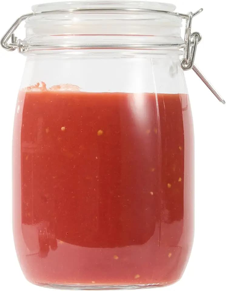 Restaurantware 37 oz Clear Hinge Top Glass Storage Jar, 16 Pack