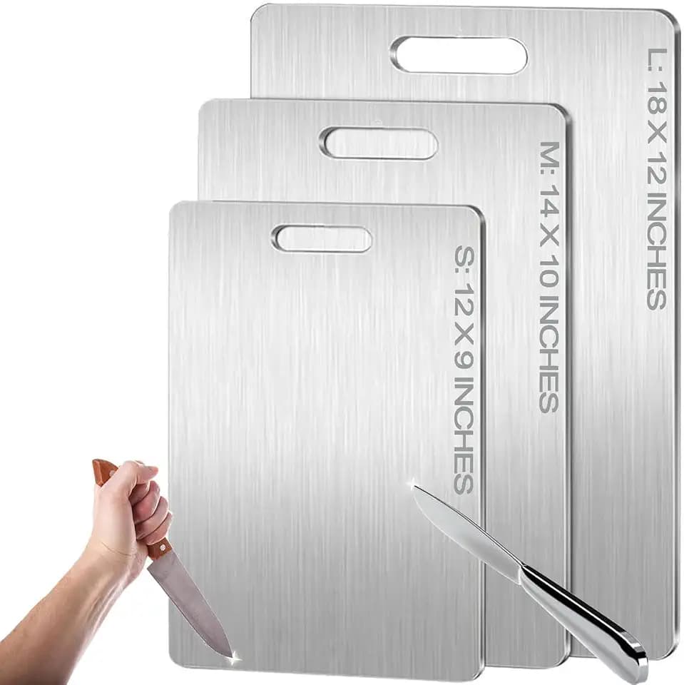 Titanium Cutting Board - New Upgrade 100% Pure Titanium Cutting Boards for Kitchen Double Sided Non Toxic Titanware Cutting Board,Hygiene Durable Dishwasher Safe Chopping Board (14"L x 10"W)