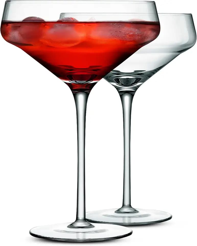 Nutrichef Martini Glasses Set of 2 - 10 oz - Hand Blown Crystal Martini Glasses with Stem - Elegant Cocktail Glasses, Martini Glass, Crystal Glasses For Housewarming Gifts, Parties, And Drinks