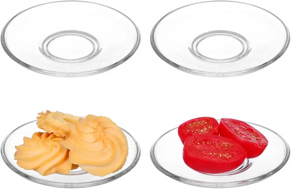 ABOOFAN 8 Pcs Clear Glass Saucers 3.54 Inch Round Coffee and Tea Plates