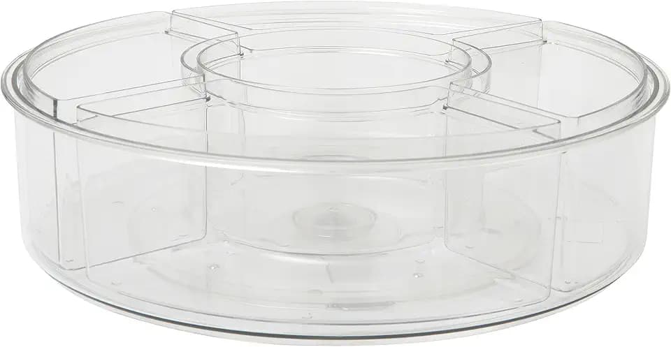 Martha Stewart Brody Divided Lazy Susan Rotating Desk Organizer, Clear