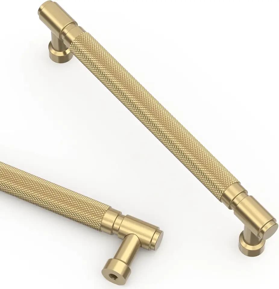 Asidrama 10 Pack 6.3 Inch(160mm) Champagne Bronze Cabinet Pulls Knurled Kitchen Cabinet Handles, Cabinet Pulls Kitchen Cabinet Hardware for Cupboard Drawer Pulls