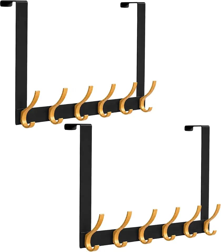 Peasulin Over The Door Hooks, 2 Pack Black 11" Long Door Hanger Racks