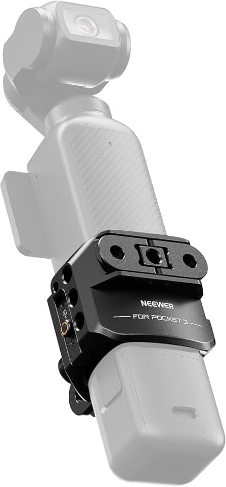 NEEWER Pocket 3 Käfig, Aluminiumlegierung Gimbal Kamera Video Aufnahme Rig mit eingebautem Action Kamera Zubehör Adapter 1/4" Gewinde kompatibel mit DJI Osmo Pocket 3, keine Montage erforderlich,AC009