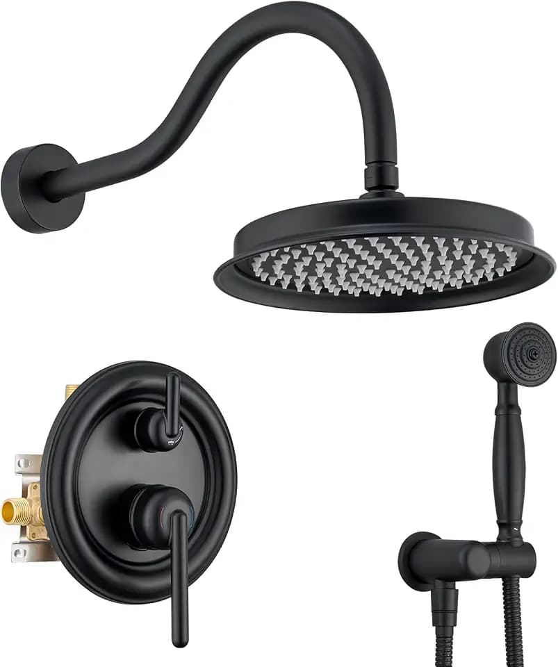 Rainfall Shower System Shower Faucet Set, Luxury, Antique, Matte Black