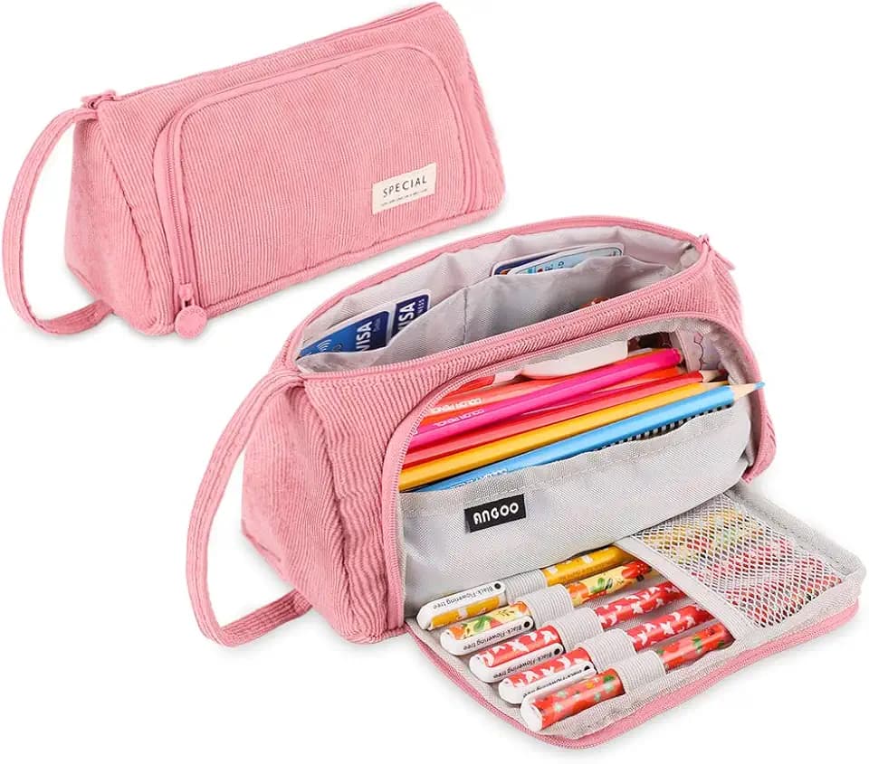 iSuperb Big Capacity Pencil Case Corduroy Large Pencil Pouch Portable Pen Bag Zipper Organizer Makeup Cosmetic Bags for Women Office