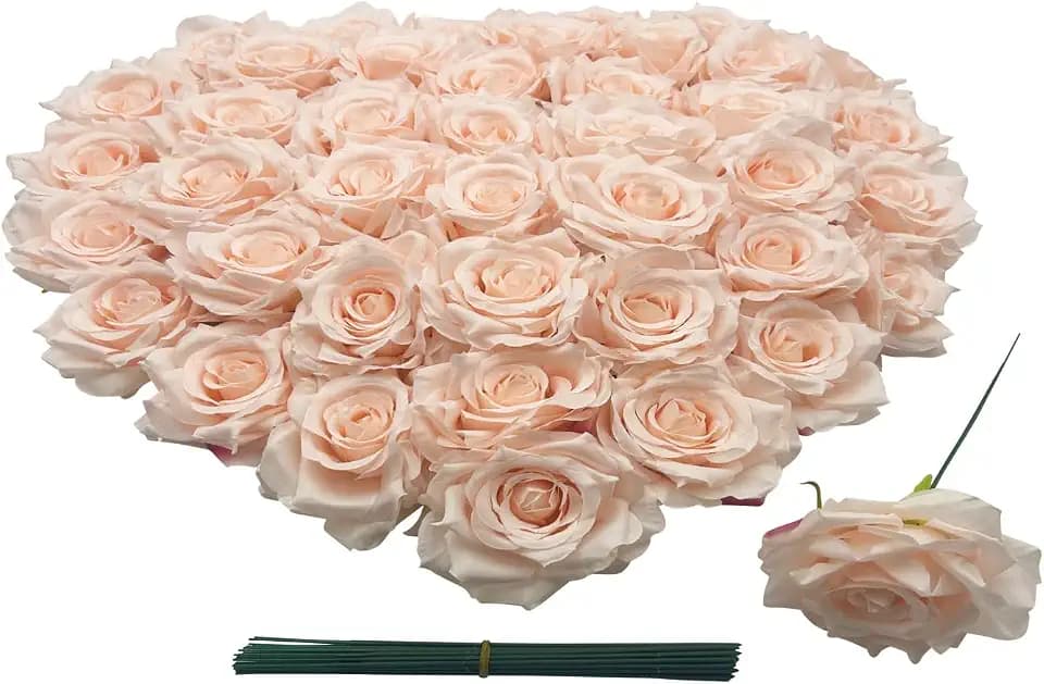 Fake Flower Heads for Craft,3.8" 36 Pcs Pink Fake Roses