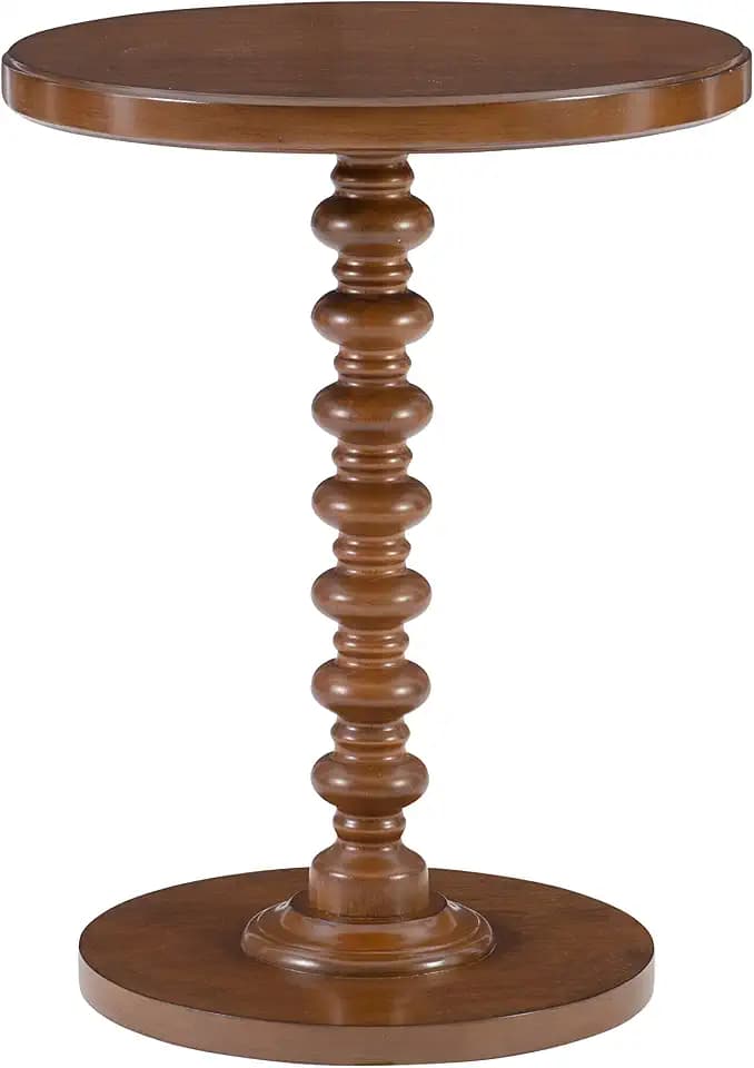 Powell Tarkin Round Hazelnut Turned Spindle Pedestal Side Accent Table