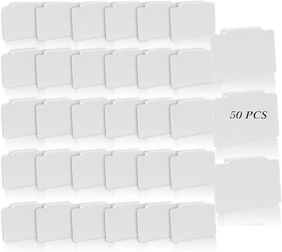 50 Pcs White Removable Bin Labels - Clip On, Reusable Fabric Basket Tags for Storage Bins Organization