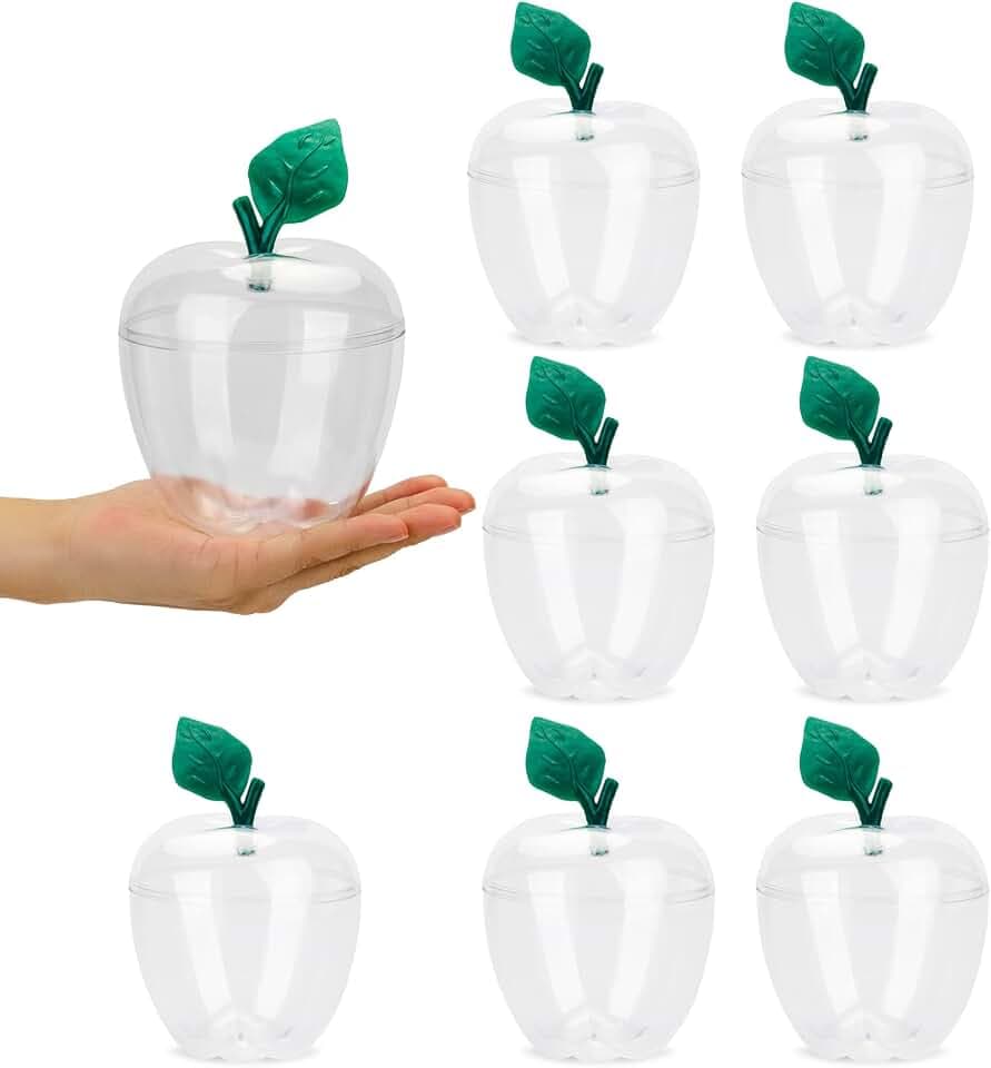 HANZE Large Clear Apple Container, Back To School Teacher Gift - 8 Pack