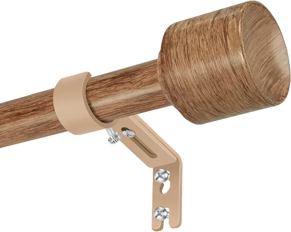 Curtain Rods 30 to 144 Inch 1 Pack Heavy Duty Adjustable Wood Grain Rod