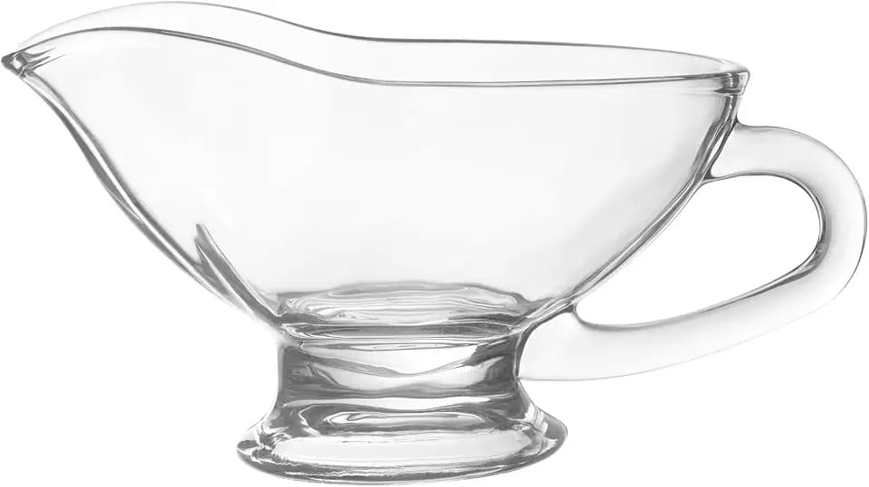 HIC Kitchen Glass Gravy Boat, 9-Ounce Capacity With Dripless Spout And Comfortable Handle For Gravy, Sauce, Au Jus, Dressing, Holiday Meals, And Entertaining