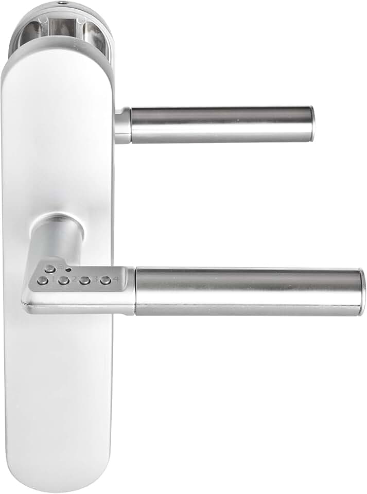 tesa Code Handle elektronische Türklinke mit Digitaltastatur für Innentüren, Langschild ohne Schlüsselloch, rechts, matt verchromt