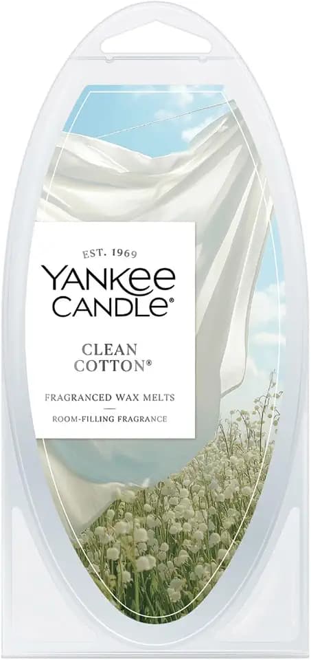Yankee Candle Scented Wax Melts for Wax Warmers, Candle Wax Melts Refills, Long Lasting Home Fragrance, Clean Cotton 6 Count (Pack of 1)