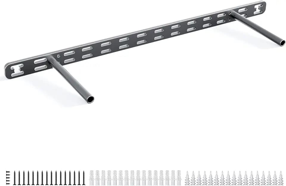 1pc Floating Shelf Bracket Heavy Duty,Decorative Floating Shelf Hardware Hidden Black Metal Fireplace Mantel Brackets (22"X8"X1.0" Without Tools)