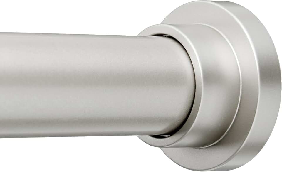 Amazon Basics No Drill Adjustable Indoor Outdoor Tension Curtain Rod, 54-90" Length, Nickel