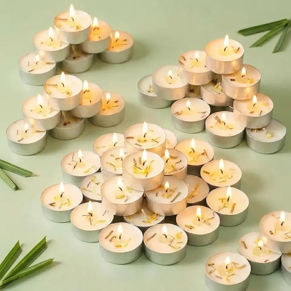 Lemongrass Scented Tea Lights Candles 64 Pack, 4 Hour TeaLight Candles