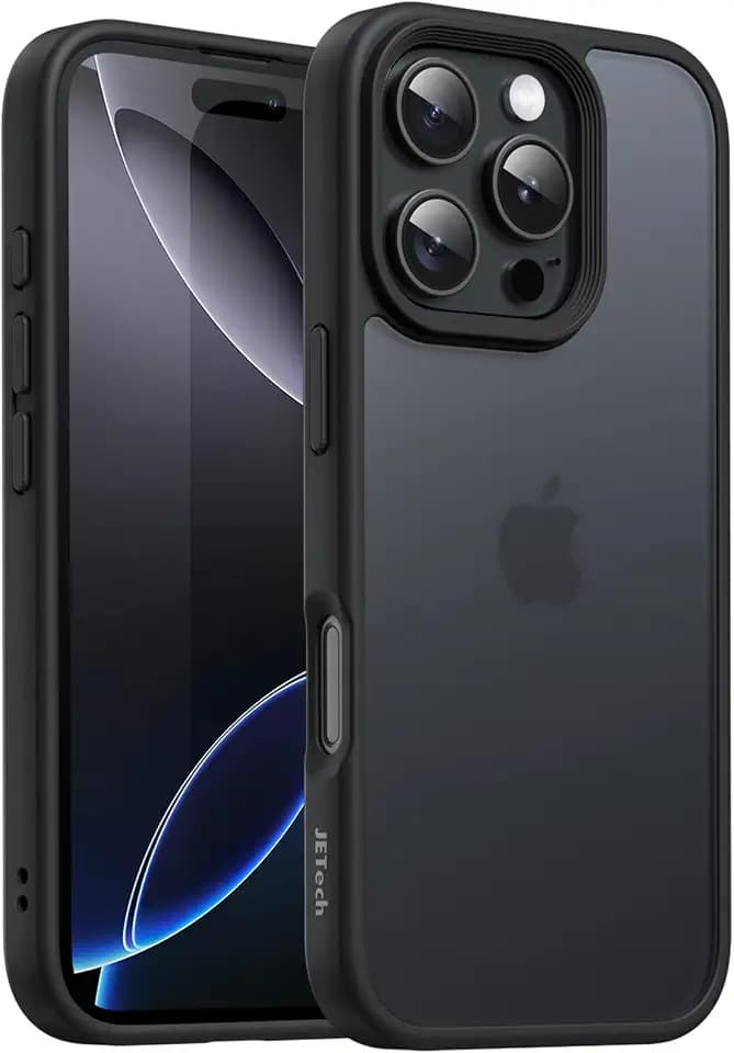 JETech Matte Hülle für iPhone 16 Pro, Schwarz