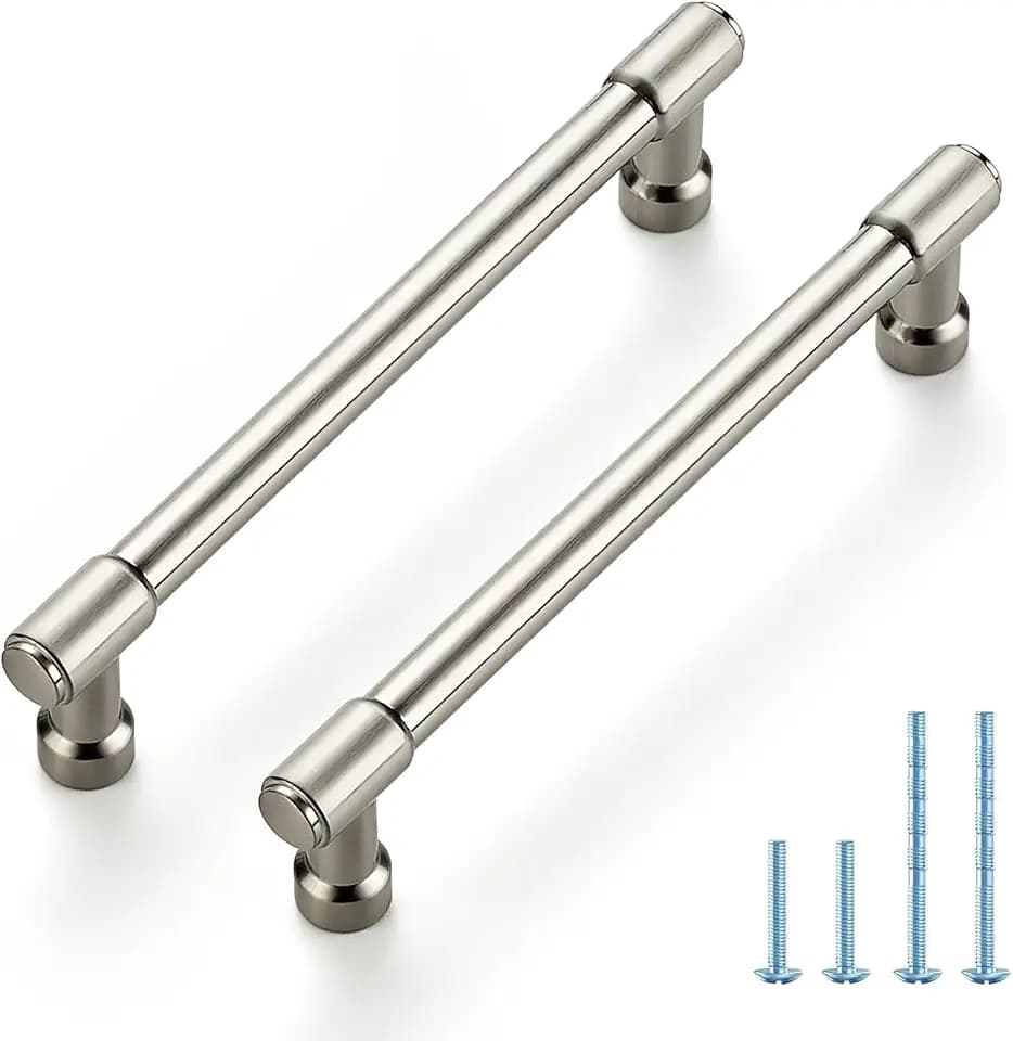 JOY DECOR Brushed Nickel Cabinet Handles Modern Pulls,5 Inch,10 Pack