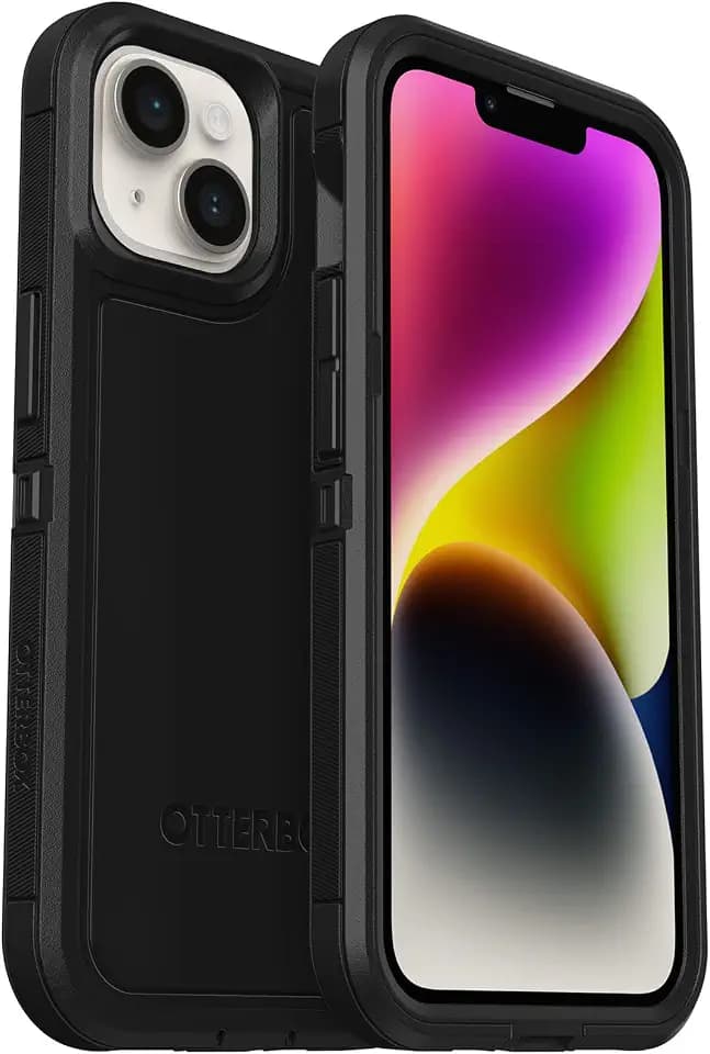 OtterBox iPhone 14 & iPhone 13 Defender Series XT Case - Black, screenless, Rugged, Snaps to MagSafe, Lanyard Attachment