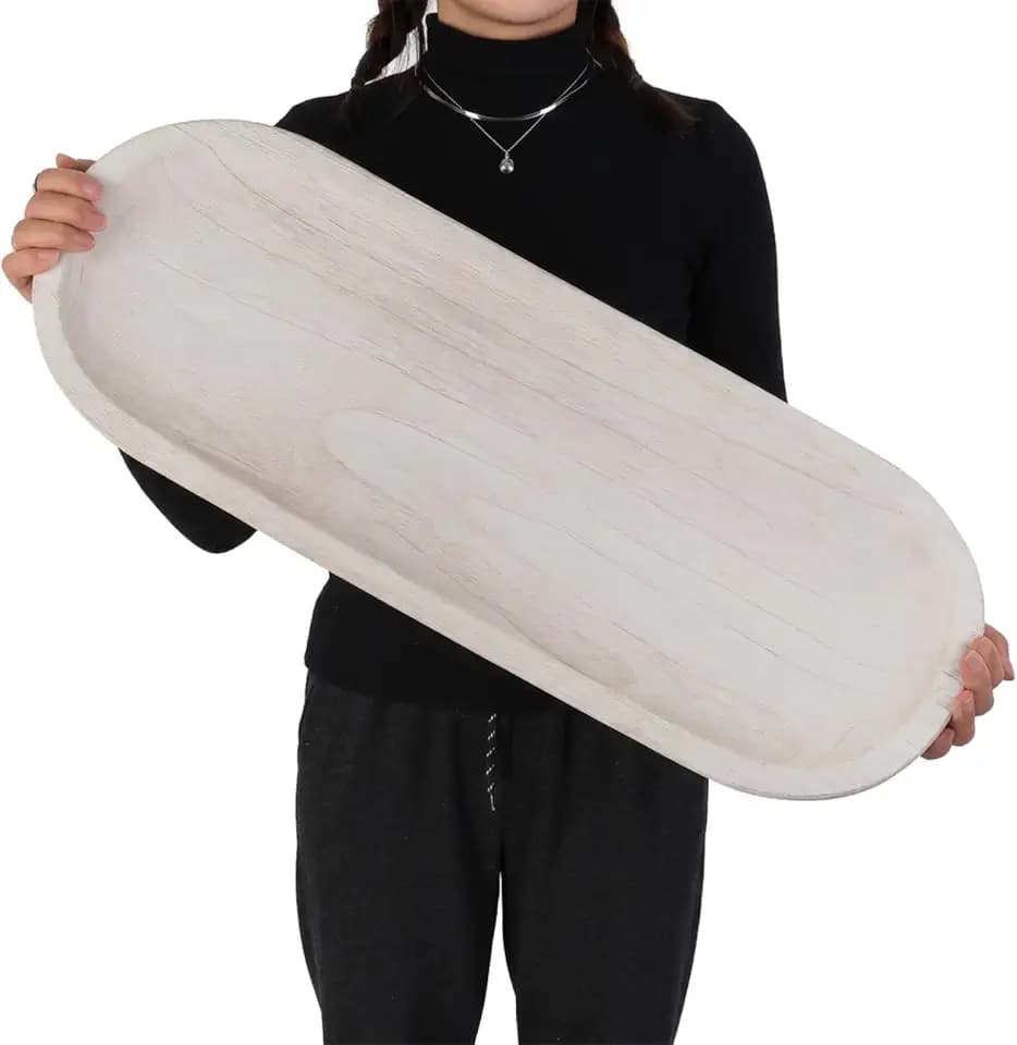 Hanobe Extra Large Wood Decorative Bowl for Table Centerpiece, 25.5" White