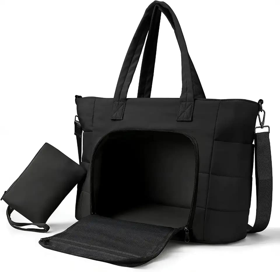 Dadanism 2 in 1 Work Tote Bag with Insulated Lunch Compartment, Black