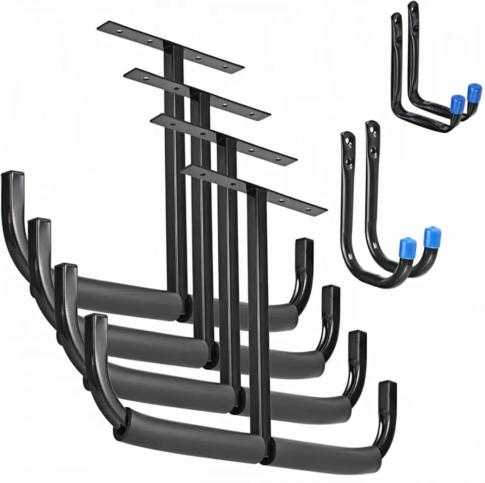 Overhead Garage Storage Rack Ceiling Garage Hooks with Utility Hooks, Heavy Duty Hanger for Ladder Lumber Bike Tools (4, T Type)